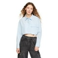 thumbnail image 1 of No Boundaries Women's Crop Button-Up Shirt, 1 of 6