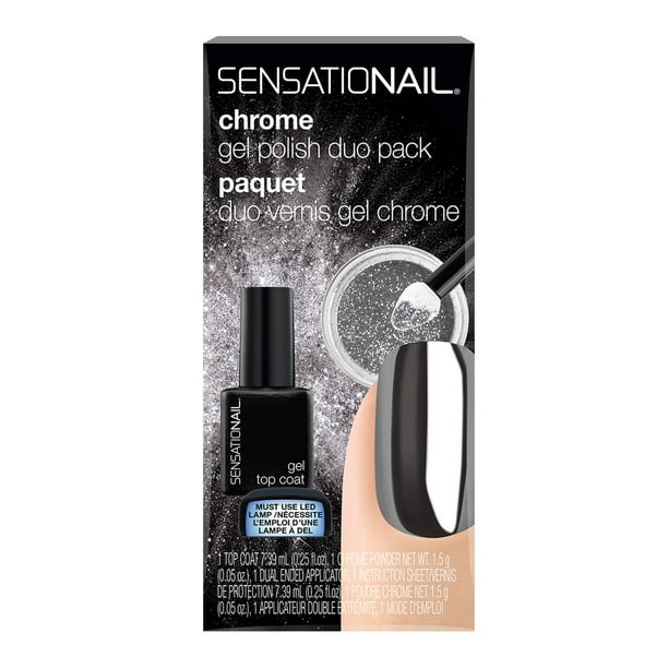 SensatioNail Chrome Gel Polish Duo Pack, 7.39 mL, Silver Chrome