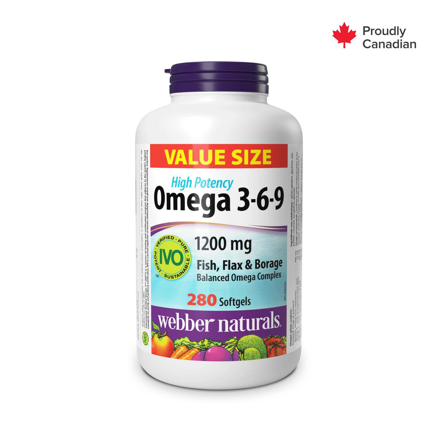 Webber Naturals Oméga 3-6-9 Poisson, Lin et Bourrache 1200 Mg