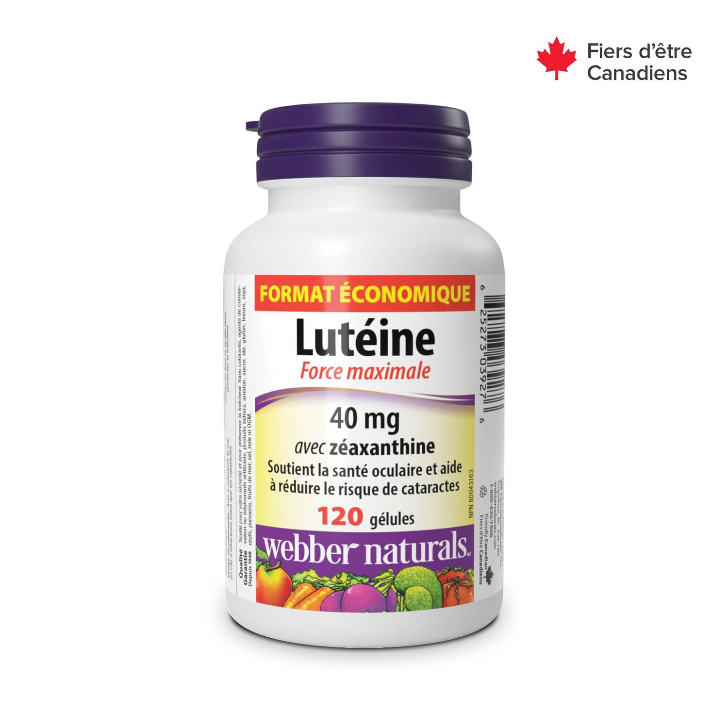 Webber Naturals Lutéine avec zéaxanthine Force maximale 40 mg 120 Gelules