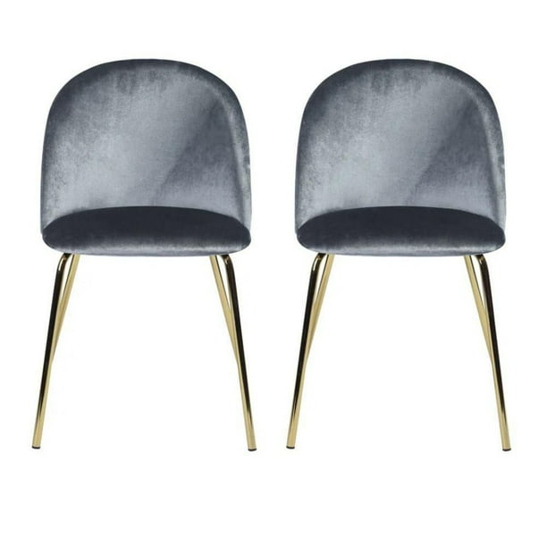 Homycasa Side Dining Chairs (Set of 2), Grey Velvet Gold Legs - Walmart.ca