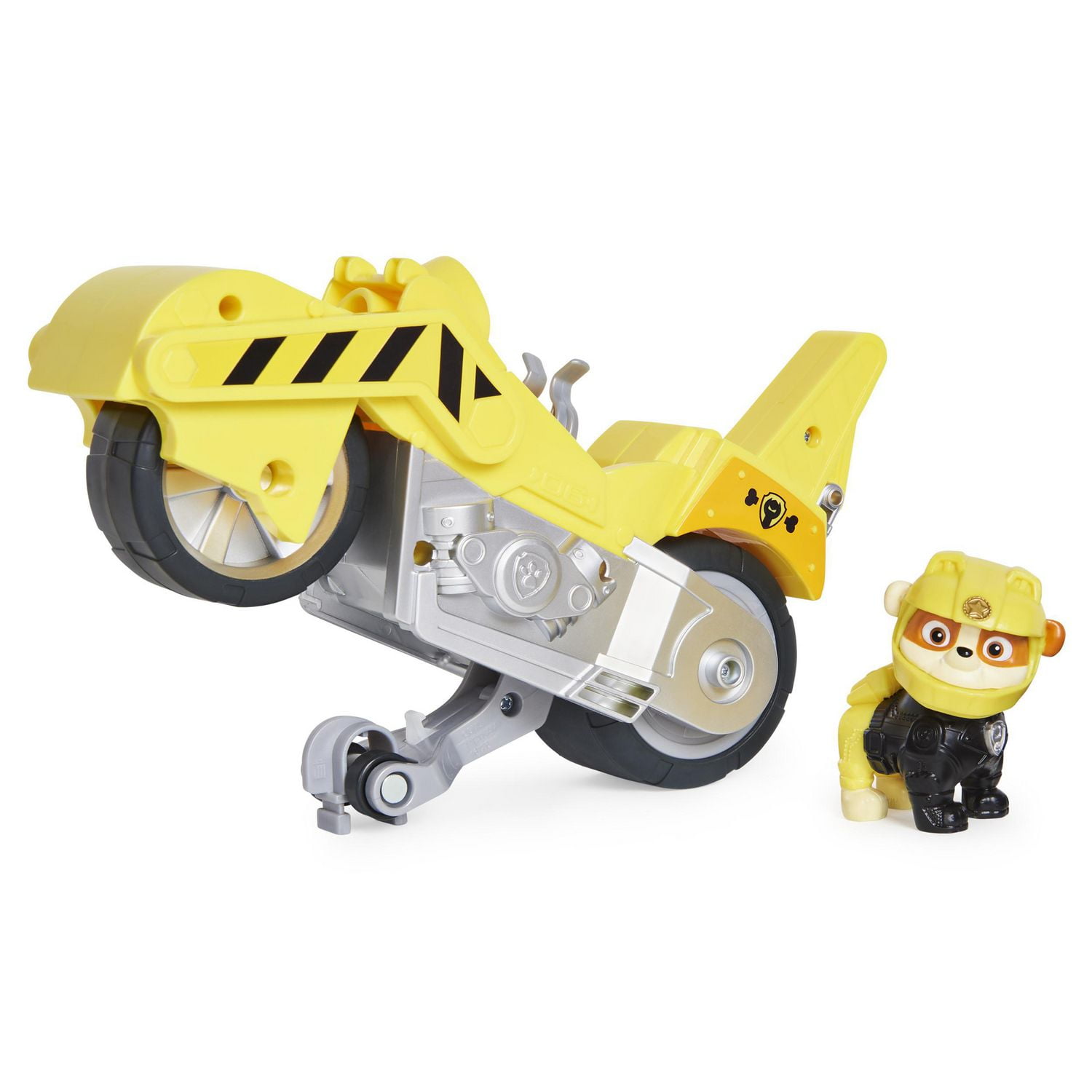 PAW Patrol, Moto Pups Rubble’s Deluxe Pull Back Motorcycle Vehicle with  Wheelie Feature and Figure