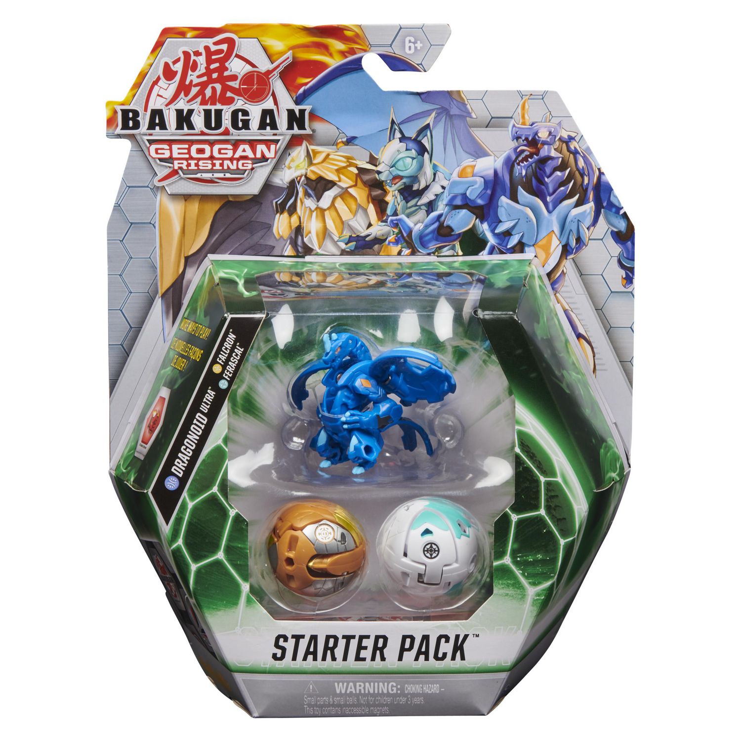 Bakugan Starter Pack 3-Pack, Dragonoid Ultra, Geogan Rising Collectible  Action Figures 