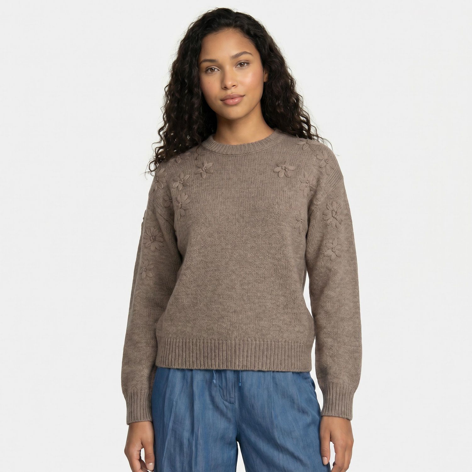 Devoted, Embroidered Flower Sweater , Sizes XS-XL