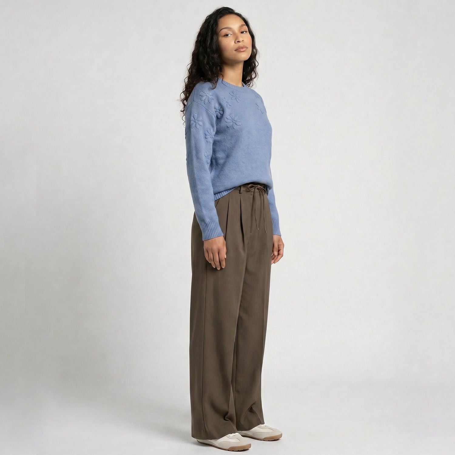 thumbnail image 3 of Devoted, Embroidered Flower Sweater , Sizes XS-XL, 3 of 5