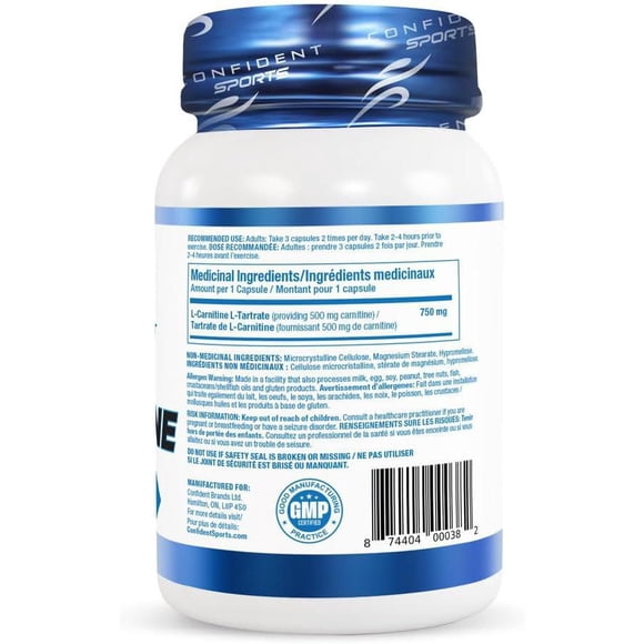 Confident Sports L-Carnitine Capsules, 80 Servings