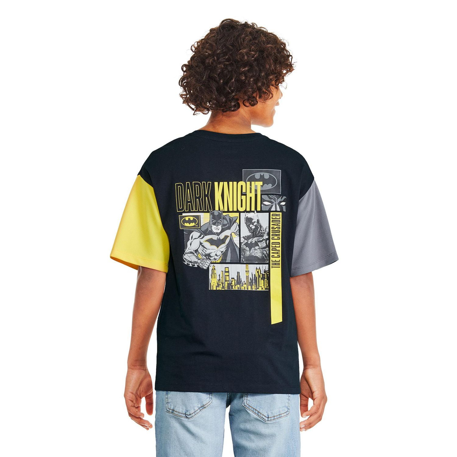 T-shirt avec épaules en maille Batman pour garçons