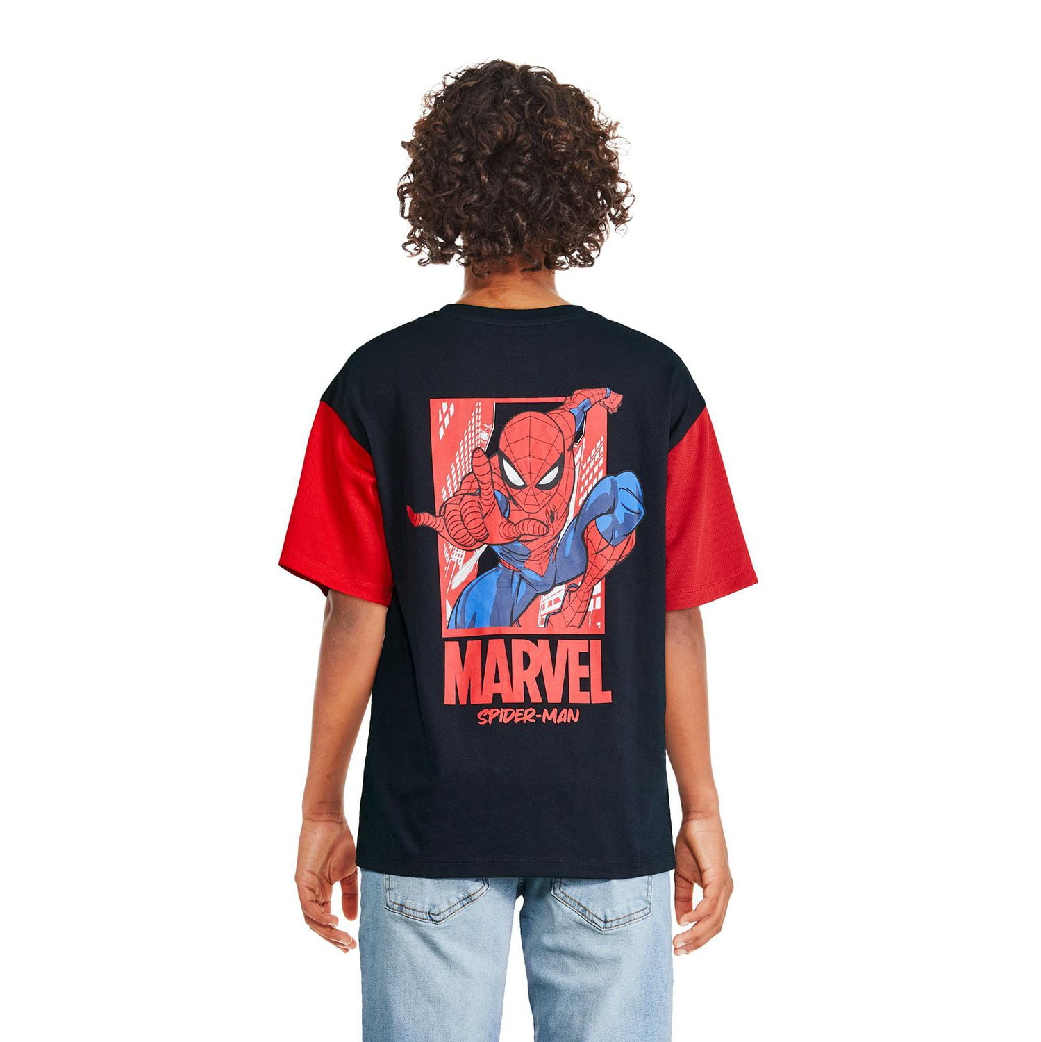 Marvel Boys' Spider-Man Mesh Sleeve Tee