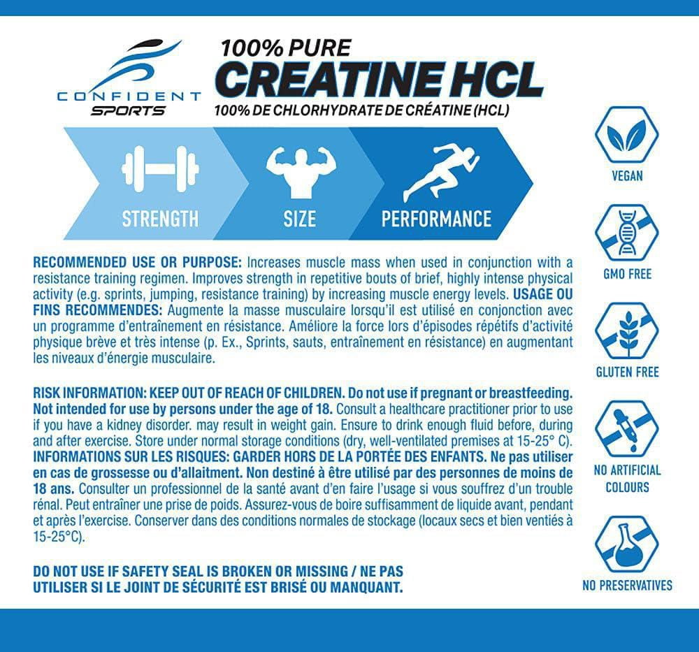 Confident Sports Créatine HCl, 120 portions