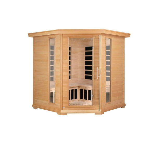 Sauna infrarouge lointain Blisspod pour 4 à 5 personnes, pruche de qualité supérieure, faible EMF, 12 radiateurs, coin, spacieux.