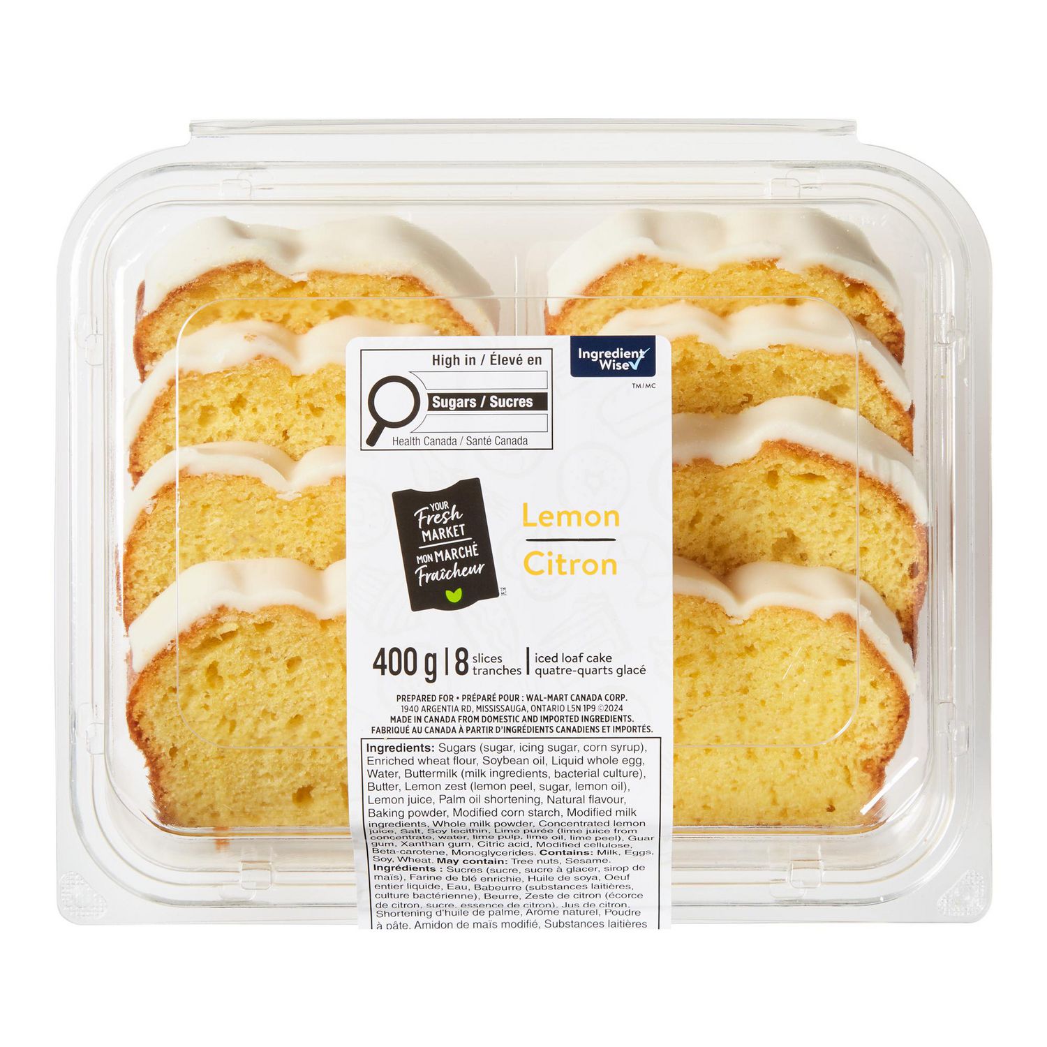 Quatre-quarts glacé au citron Mon marché fraîcheur, 8 tranches, total de 400 g