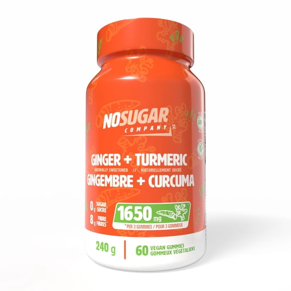 No Sugar Naturellement sucré Gingembre + Curcuma Gélifiés 60ct