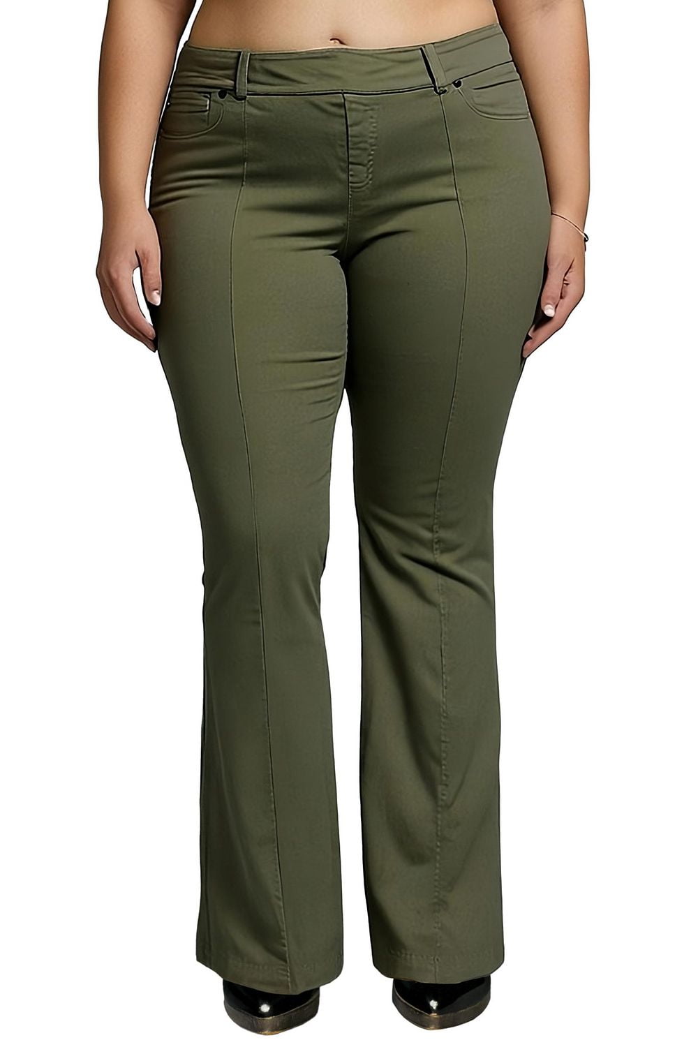 Frankie & Stella ™Ladie's High Rise Wide Leg Pant PLUS-Olive, Size 18W-26W