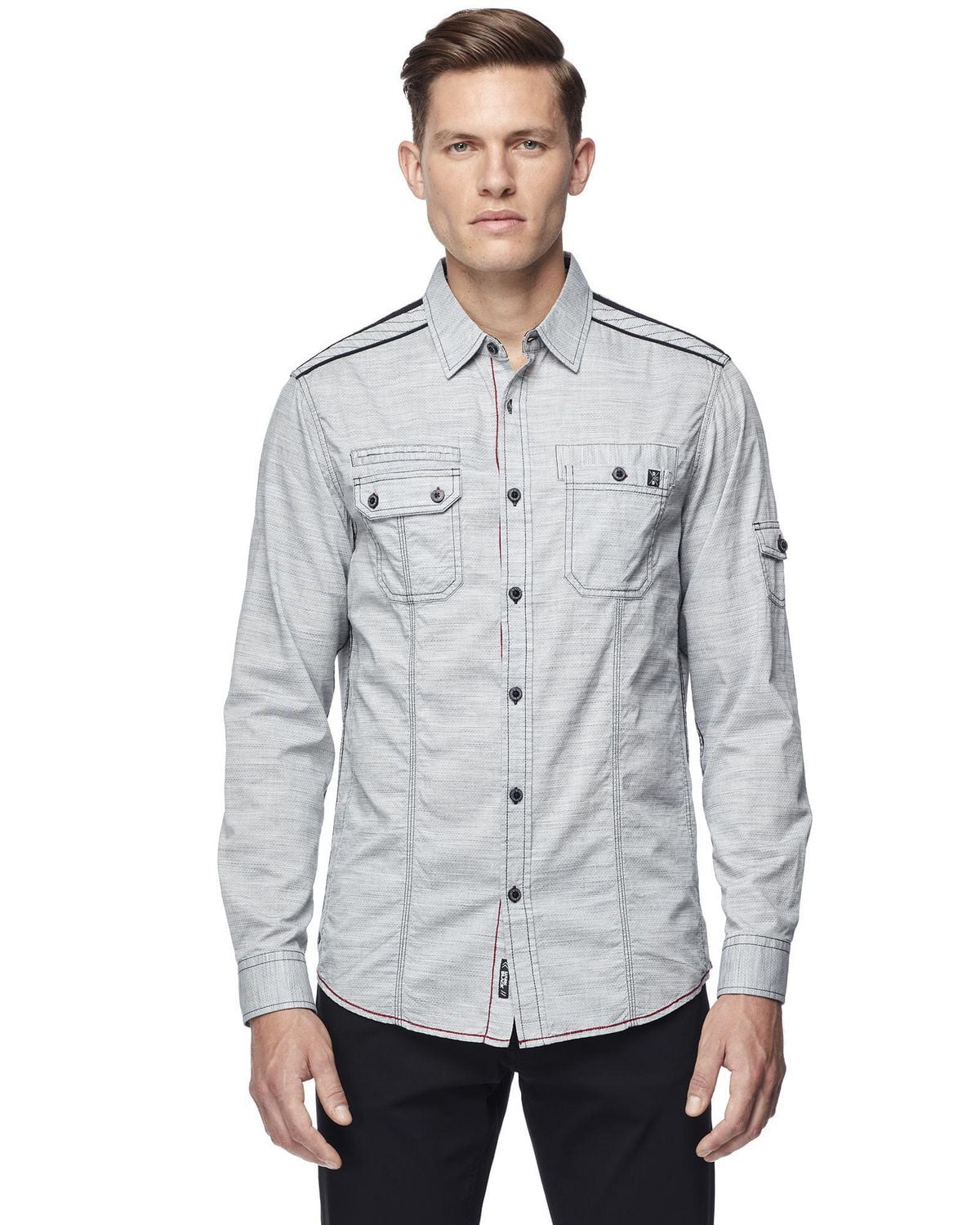 Dark Black Men's Long-Sleeve Shirt