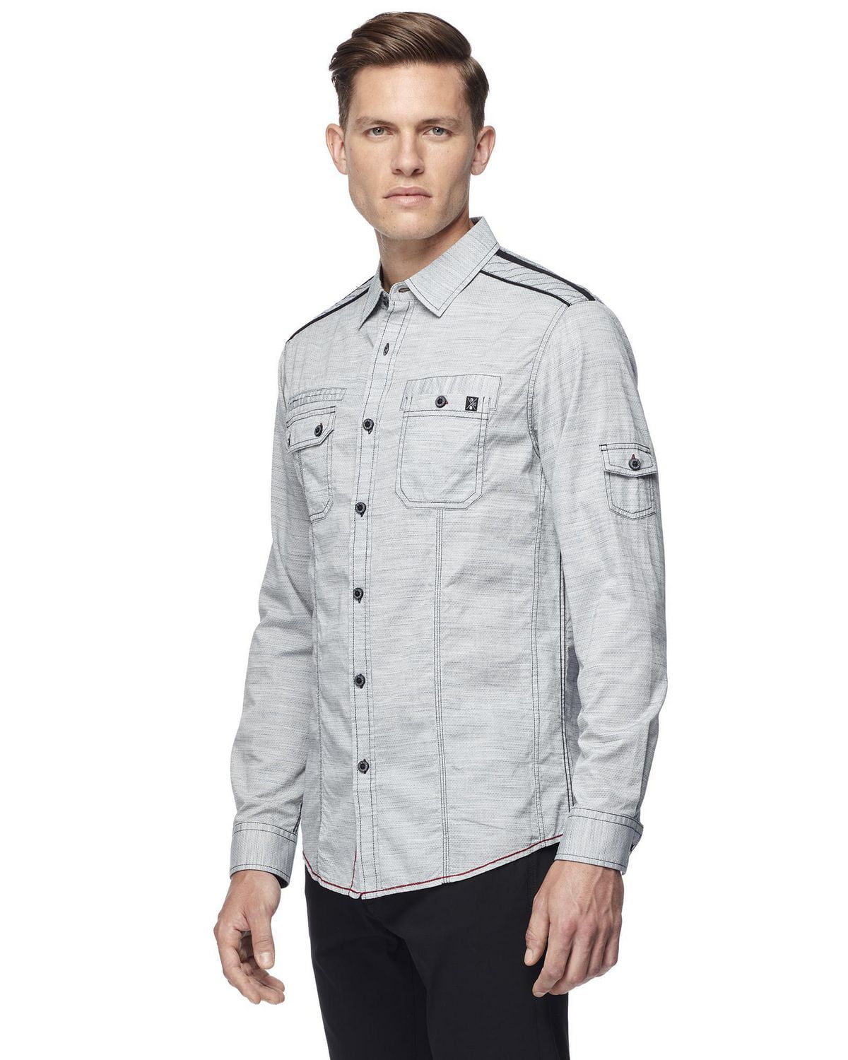 Dark Black Men's Long-Sleeve Shirt