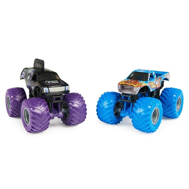 Monster Jam, Monster trucks en métal moulé El Toro Loco Vs. Grave Digger  officiels, échelle 1:64, jouets pour garçons à partir de 3 ans 