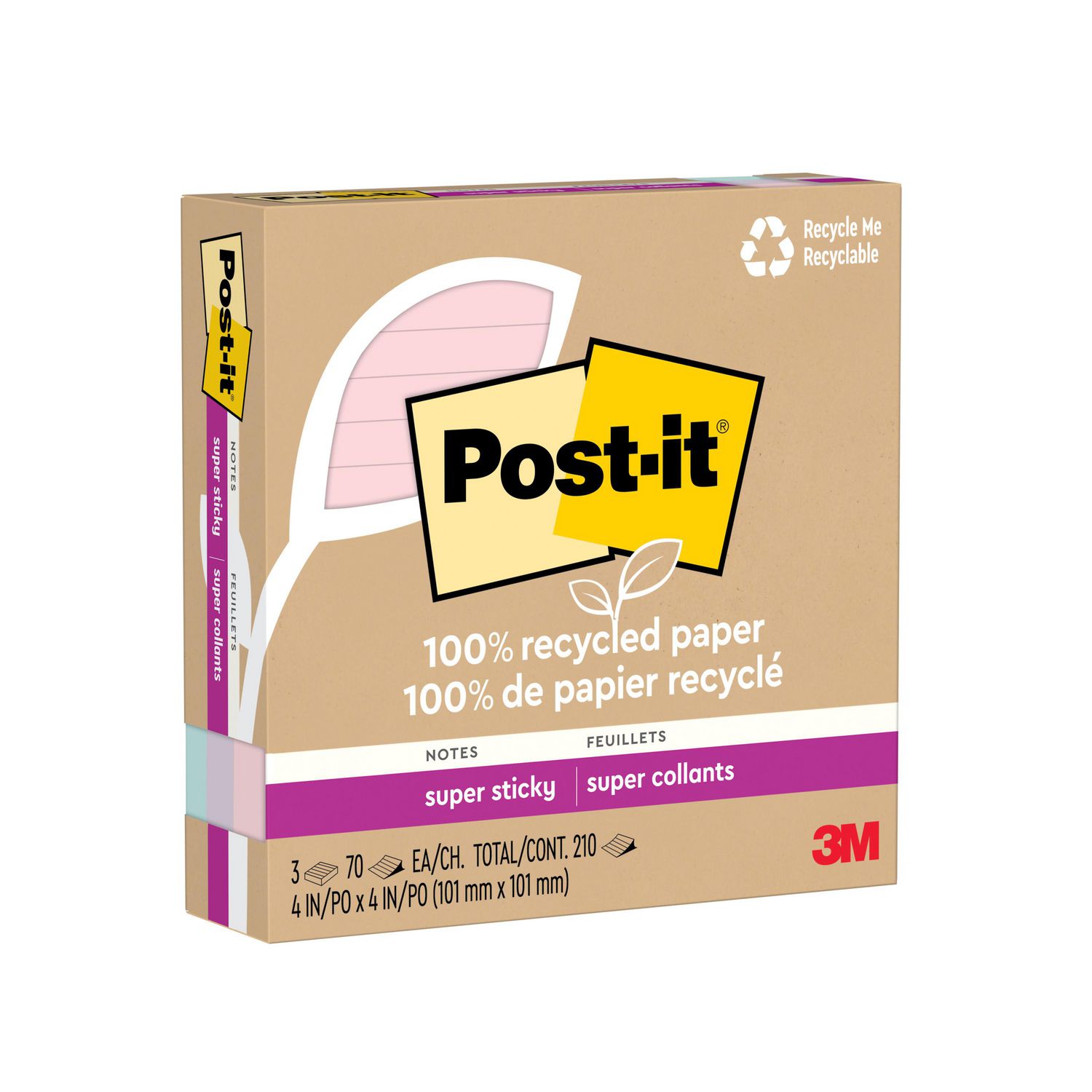 Post-it® Super Sticky Notes Limited Edition Pack, Assorted Colors, 3 in. x  3 in., 15 Pads/Pack, 45 Sheets/Pad