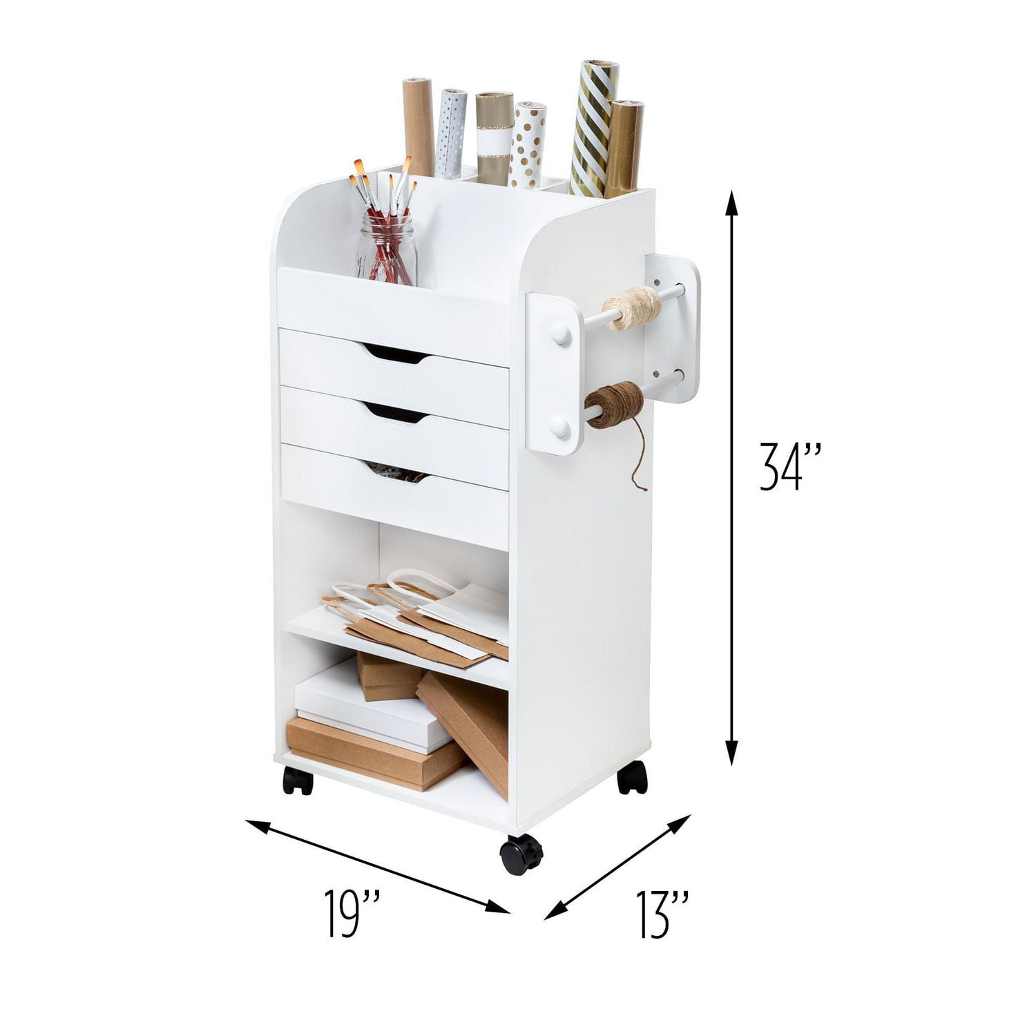 Honey-Can-Do Rolling Craft Storage Cart, White 