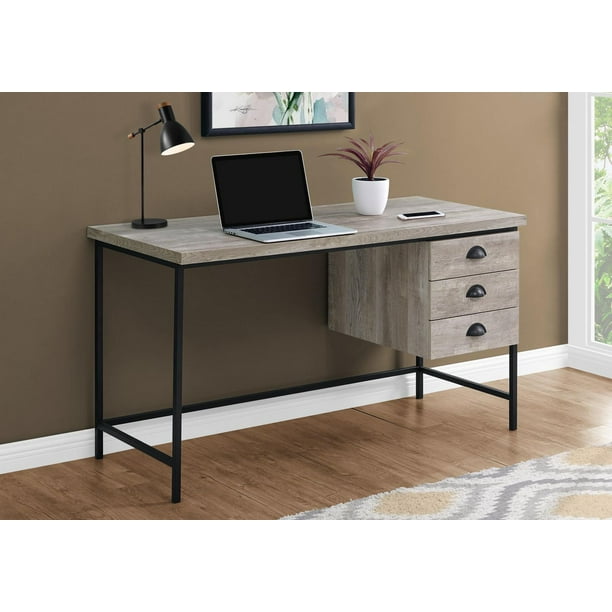 Bureau Diner en panneau de particules avec 2 tiroirs - Beige