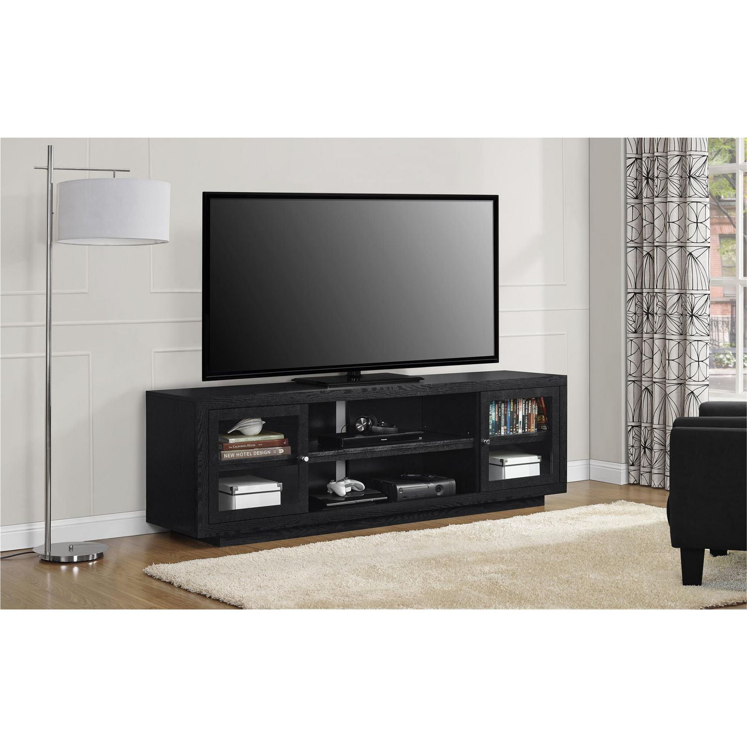 Bailey TV Stand for TVs up to 72", Black Oak Walmart Canada