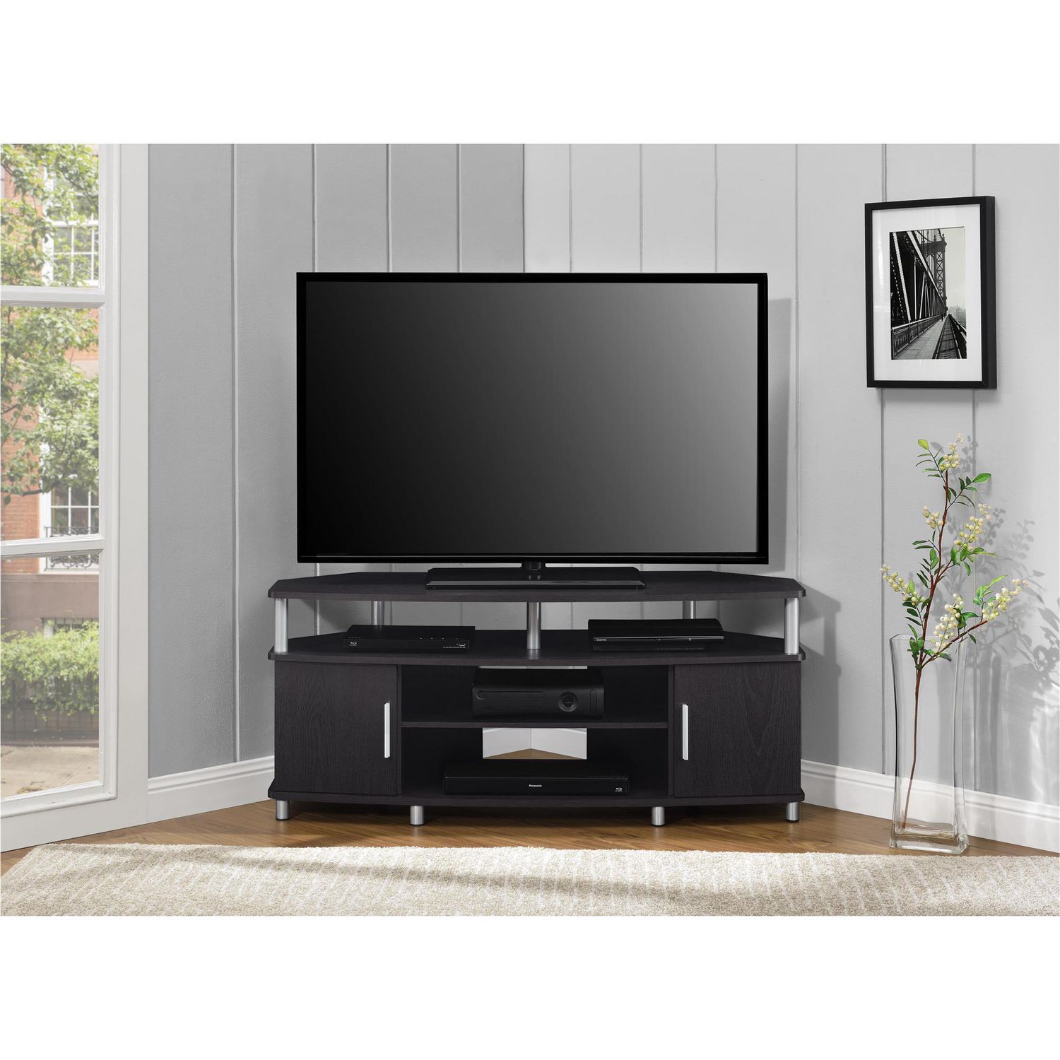 Carson Corner TV Stand for TVs up to 50", Black/Cherry ...
