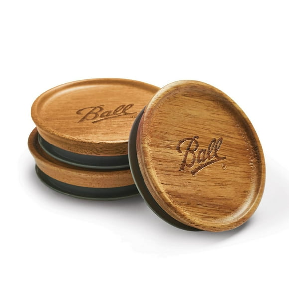 Ball Wooden Jar Lids, Regular Mouth, 3 Pack