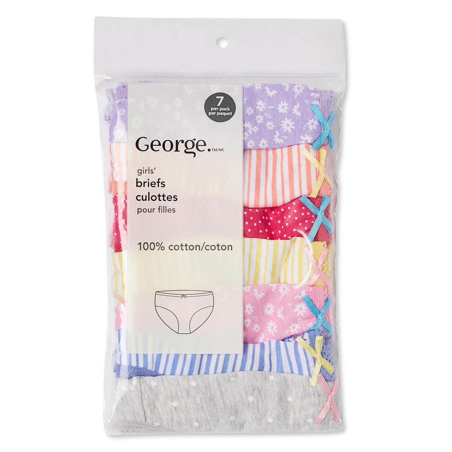 George Toddler Girls' Briefs 7-Pack, Sizes 2T-4T 