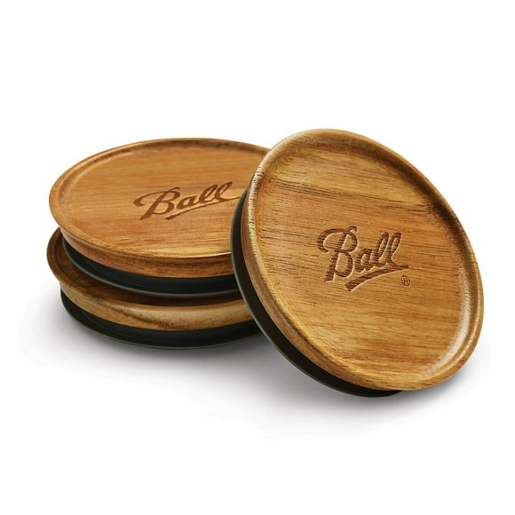 Ball Wooden Jar Lids, Wide Mouth, 3 Pack