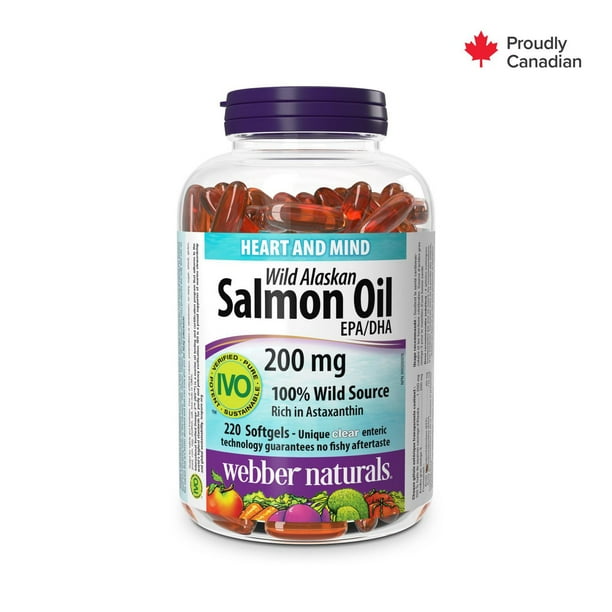 Webber Naturals Gélules Huile de saumon sauvage d'Alaska, 220 mg 220 gélules entériques transparentes