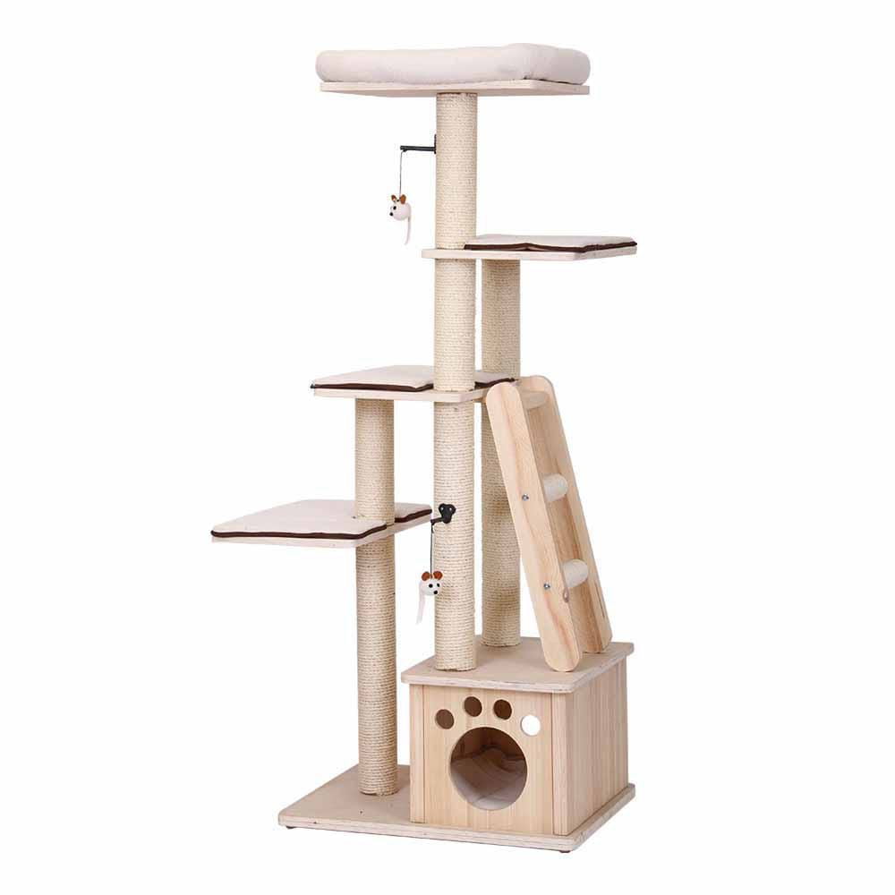 Pet Pals Petpals Group Loft Natural Wood Five Level CAT Tree with Condo ...