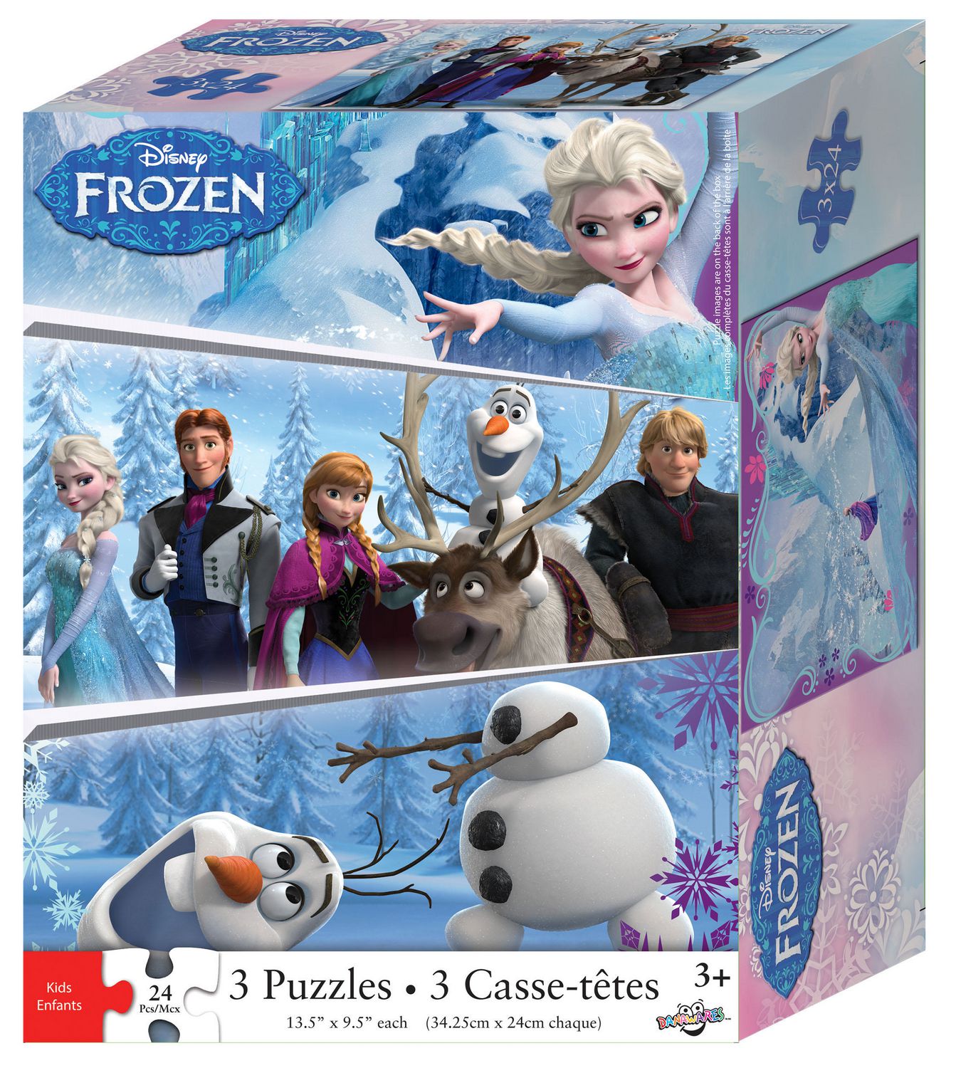 Disney Casse-tête La Reine des neiges, ens. de 3 x 24 morceaux 