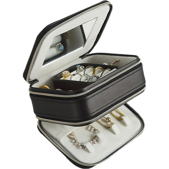 Small Portable Zipper Travel Jewelry Box