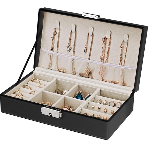 Rectangular Lock Closure Travel Jewelry Box
