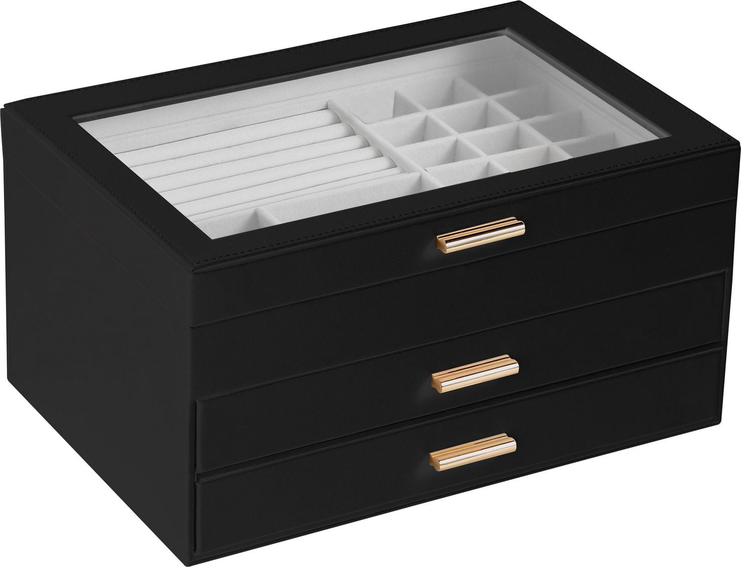 PU Leather Triple Layer Dresser Jewelry Box