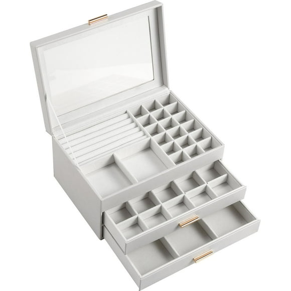 PU Leather Triple Layer Dresser Jewelry Box