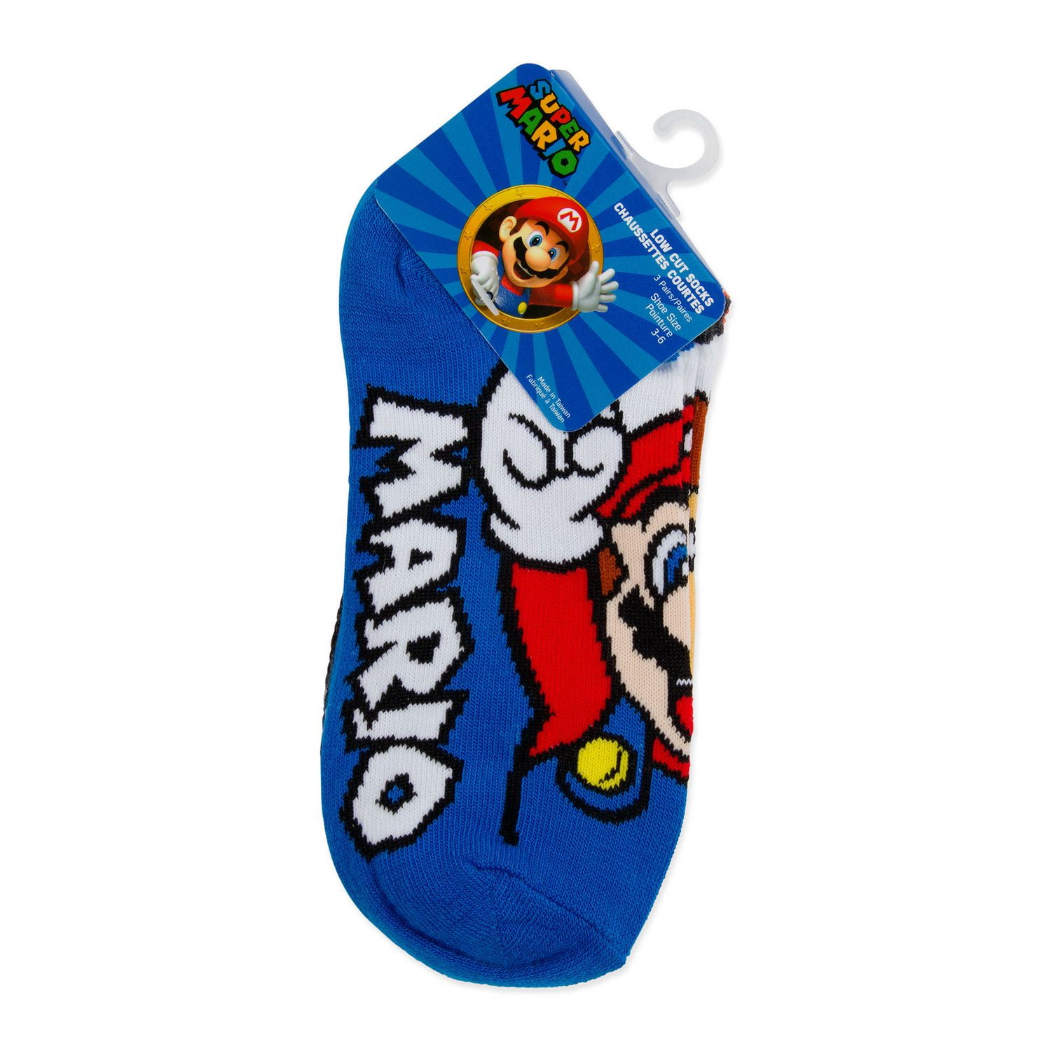 Soquettes courtes Mario pour garçons en paq. de 3 Pointures 11 à 2; 6