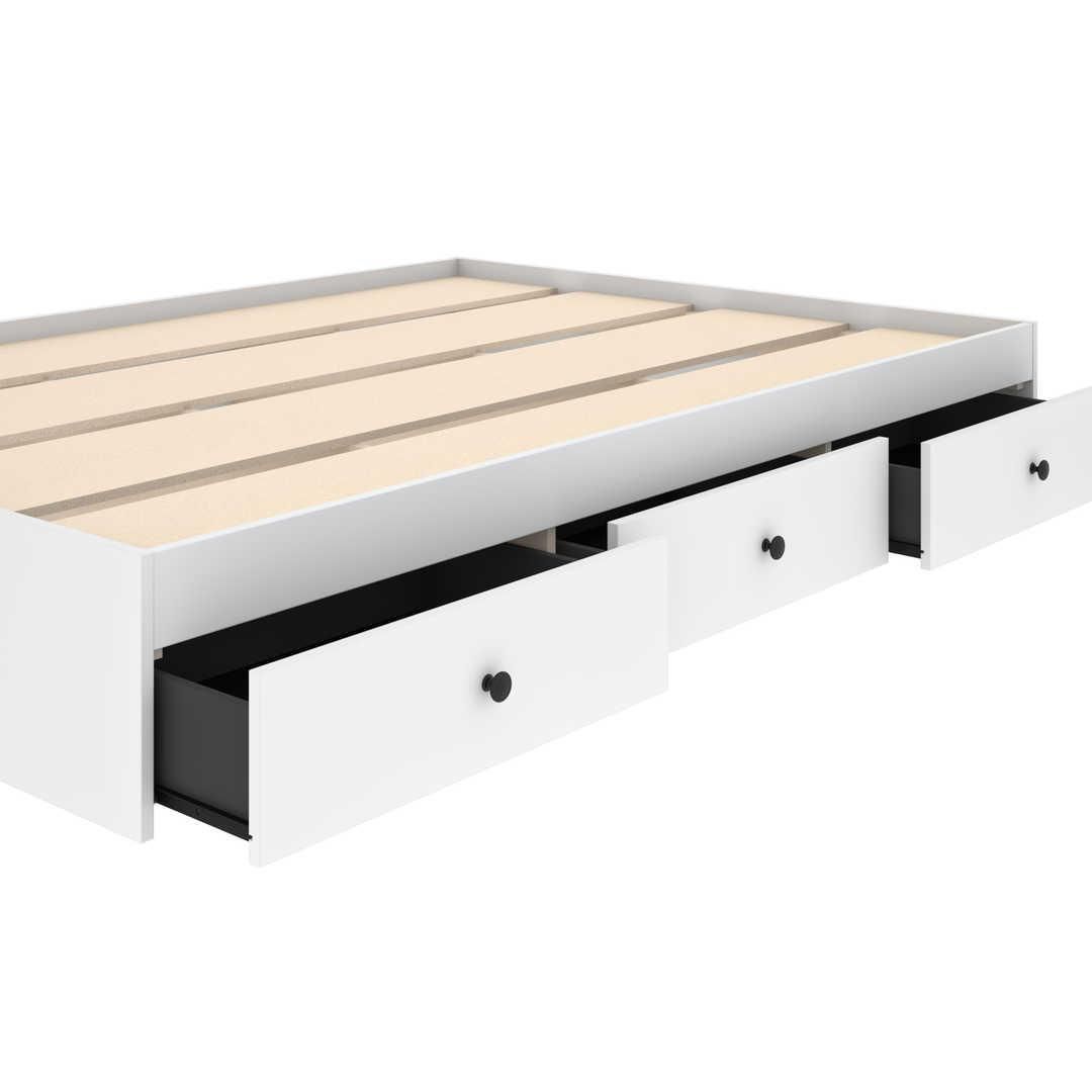 Bestar Mira Full Platform Storage Bed, Memomad Bali Storage Platform Bed With Drawers Twin Size Off White