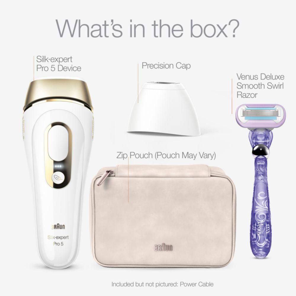 Braun Silk·expert Pro 5 PL5137 IPL, At-Home Hair Removal System, White&Gold