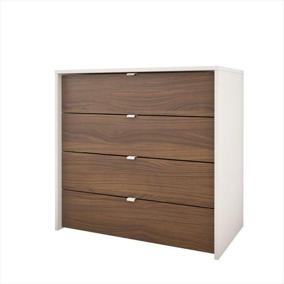 Nexera Celebri-T 4-Drawer Chest, White And Walnut