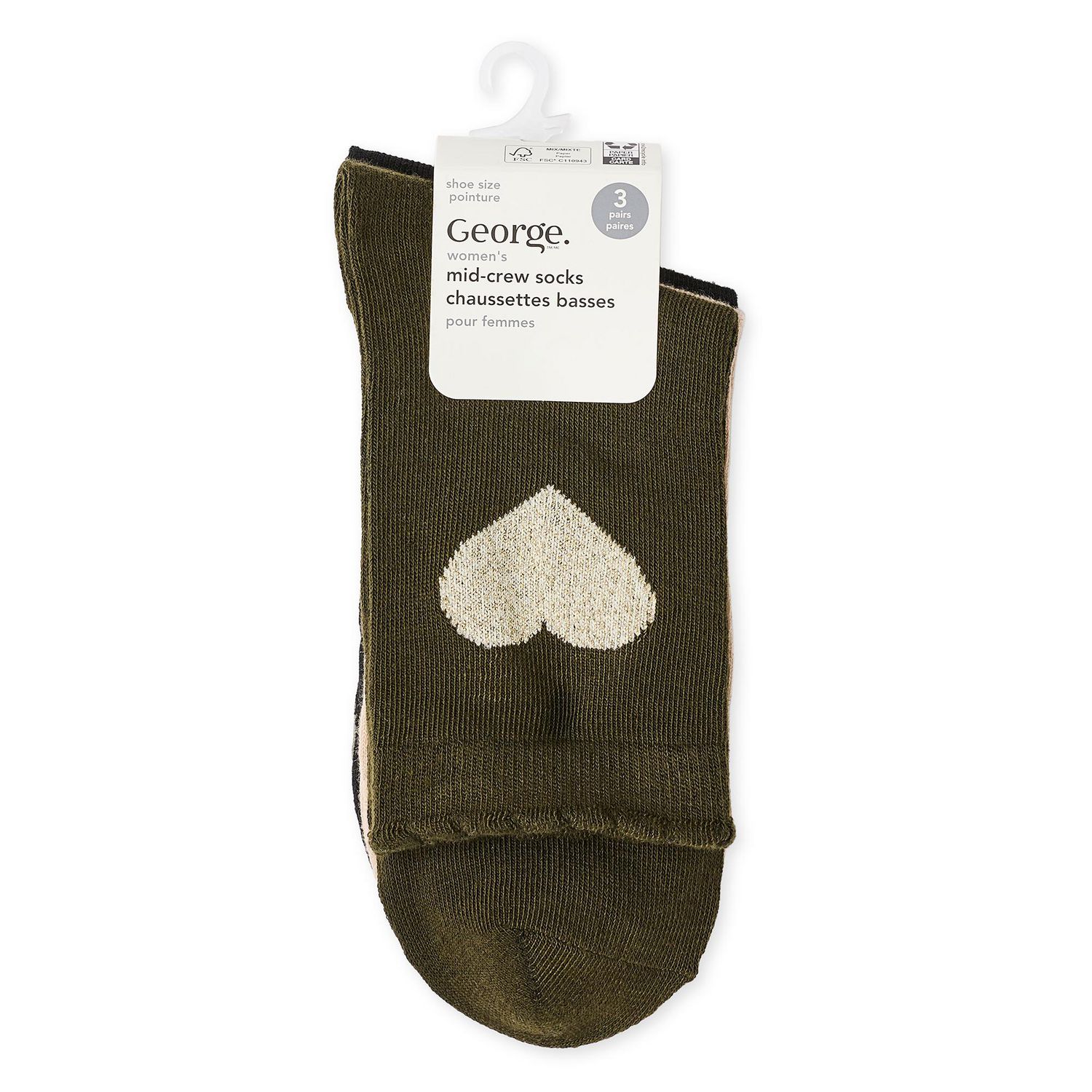 Lot de 3 paires de mi-chaussettes George pour femmes