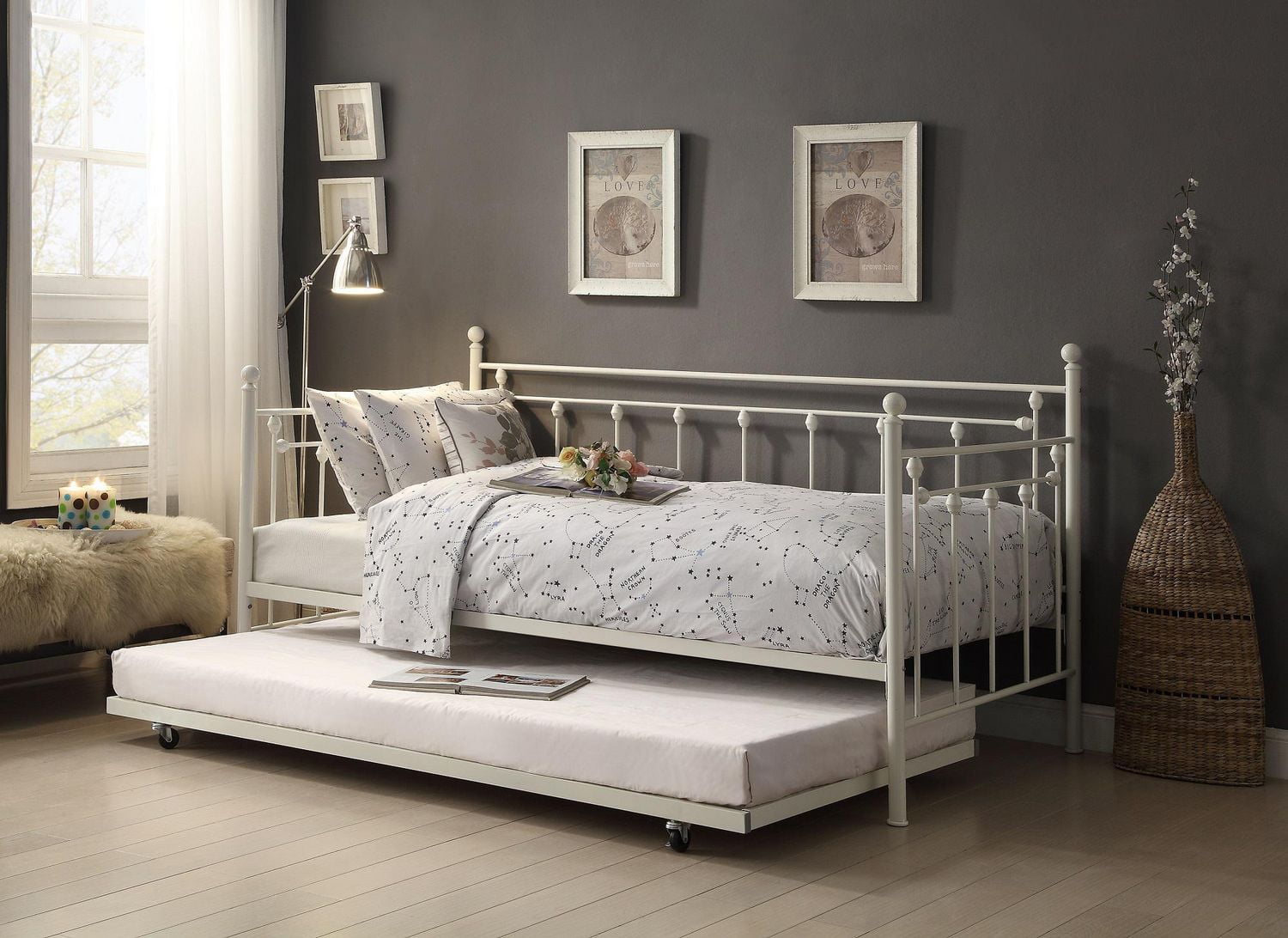 Topline Home Furnishings White Daybed with Trundle Walmart Canada