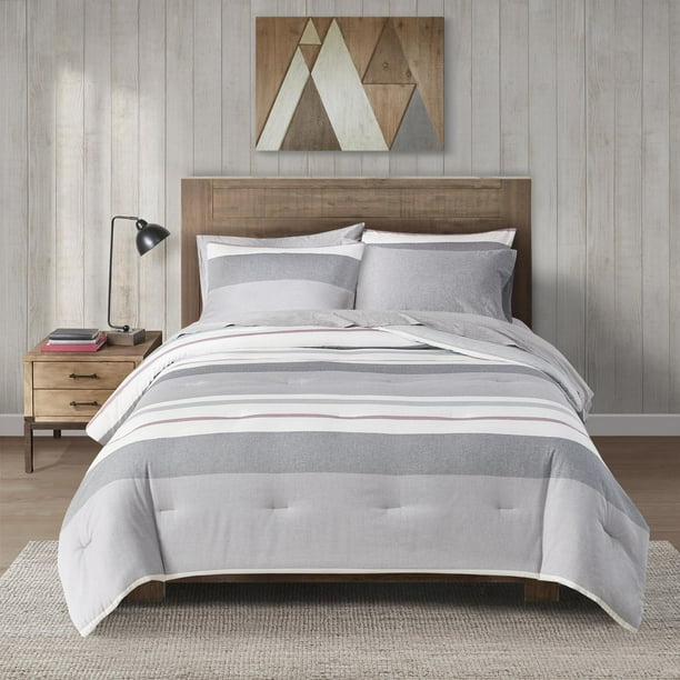 Canadiana Grey Stripe Comforter Set 