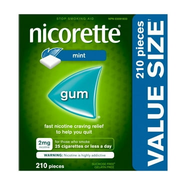 Nicorette Gomme de nicotine, aide antitabagique et aide pour cesser de fumer, Menthe, 210 morceaux