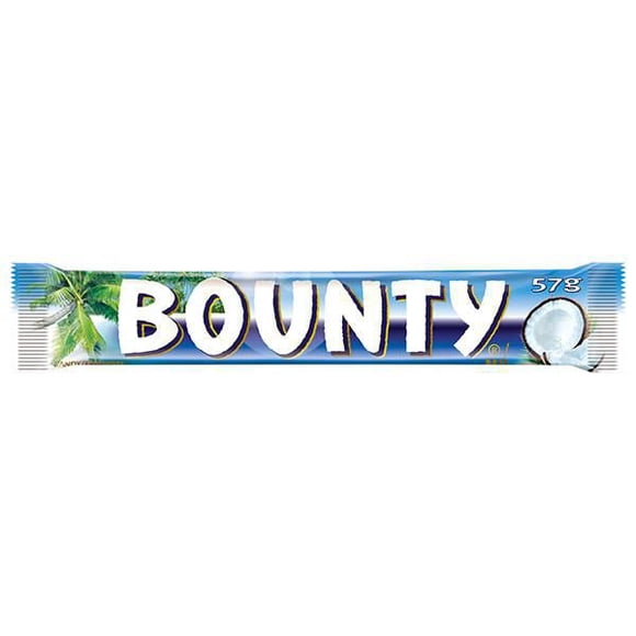 BOUNTY, Coconut Milk Chocolate Bar, Full Size Bar, 57g