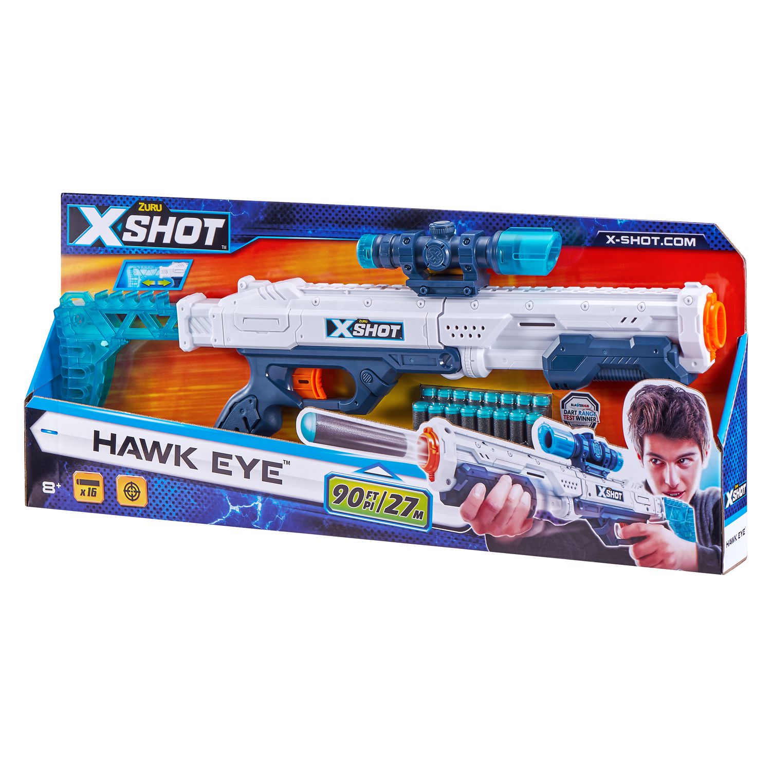 X-Shot Excel Hawk Eye Foam Dart Blaster, (16 Darts) by ZURU 
