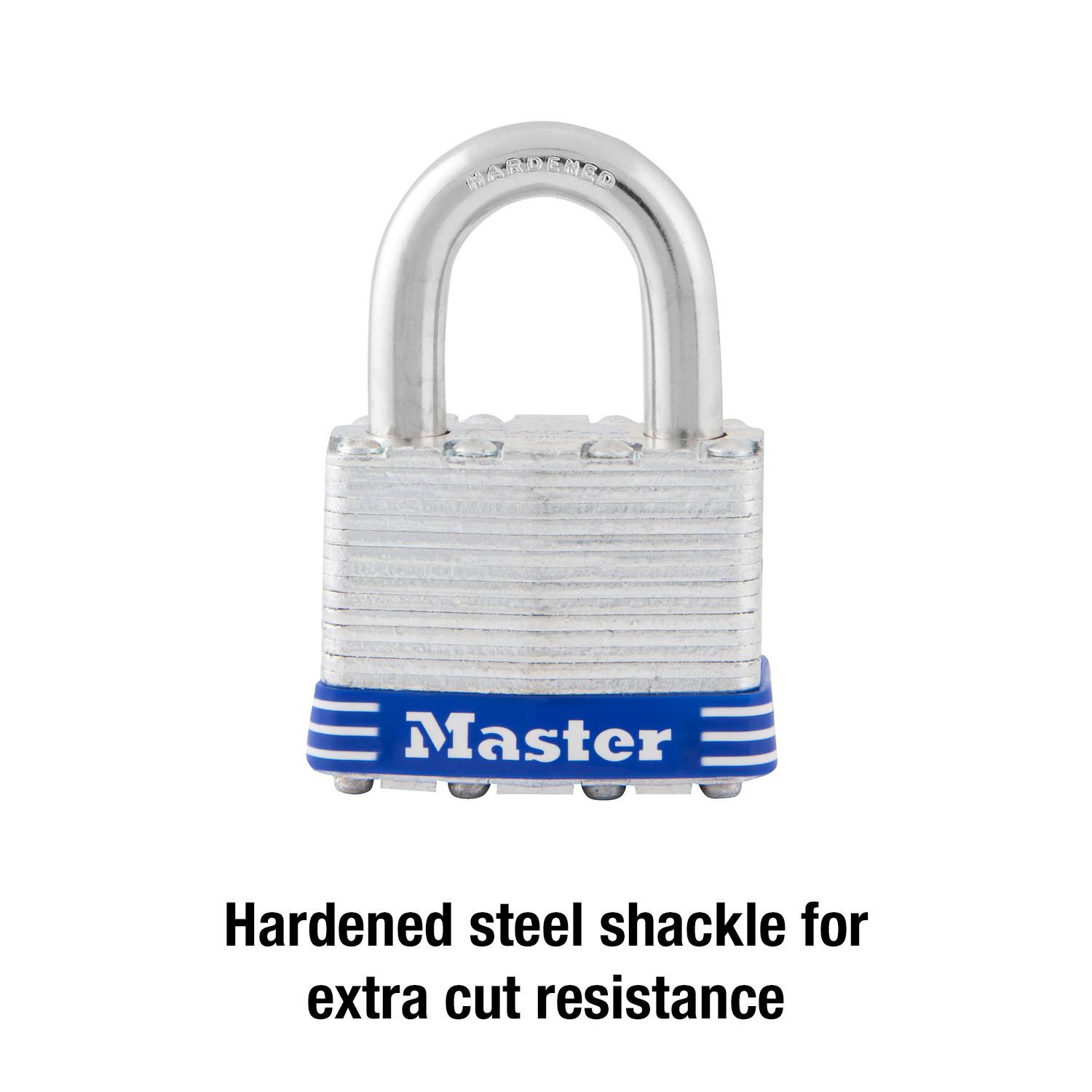 Master Lock 7D 1 1/8 Silver / Blue Four-Pin Steel Tumbler Lock