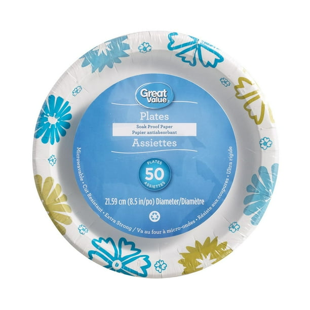 Great Value Soak Proof Paper Plates, 50 Plates Walmart.ca