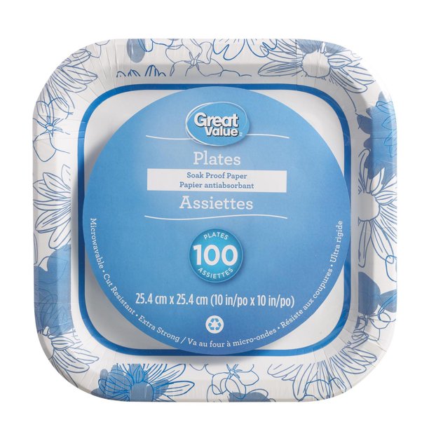 Great Value Soak Proof Paper Plates, 100 Plates Walmart.ca