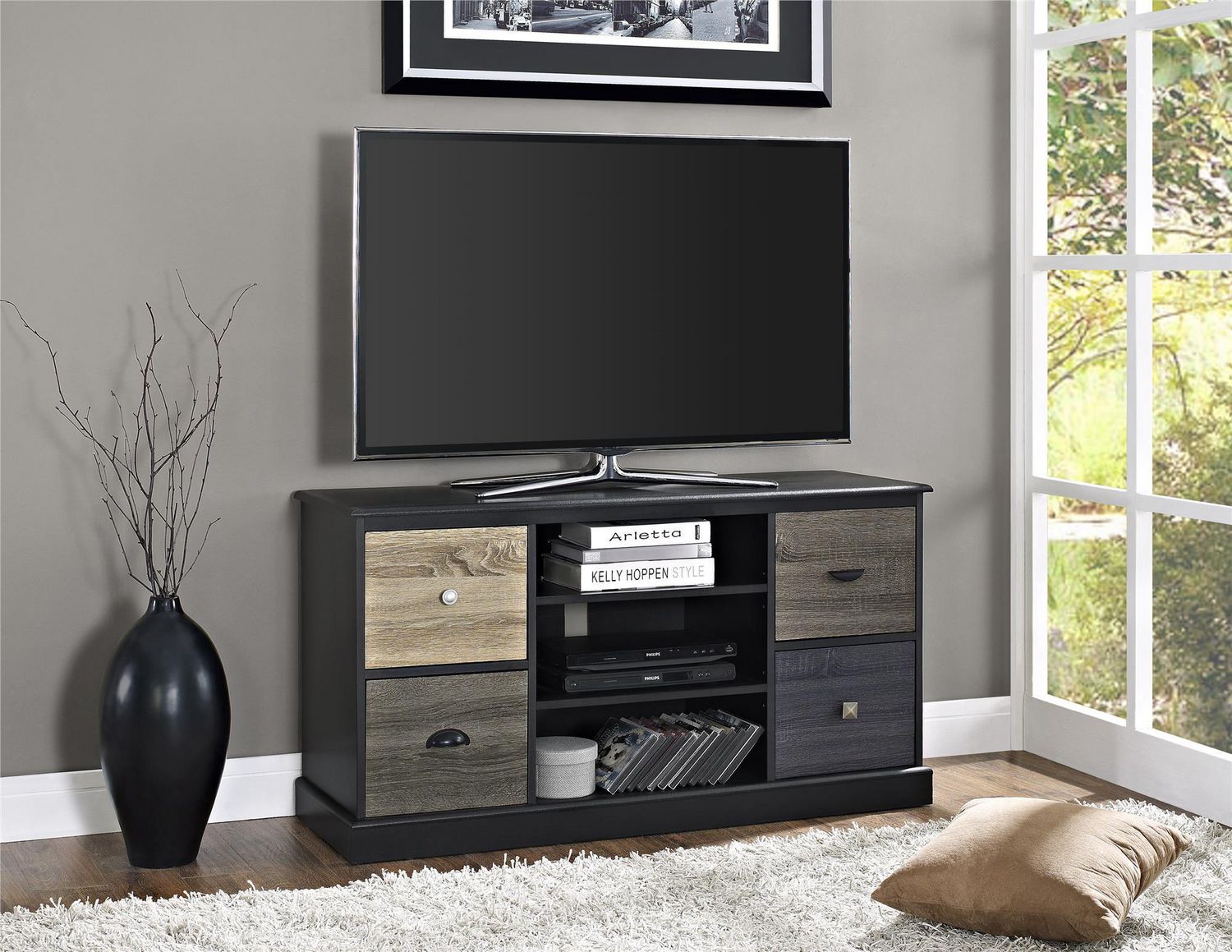 Mercer TV Console with Multicolored Door Fronts for TVs up ...