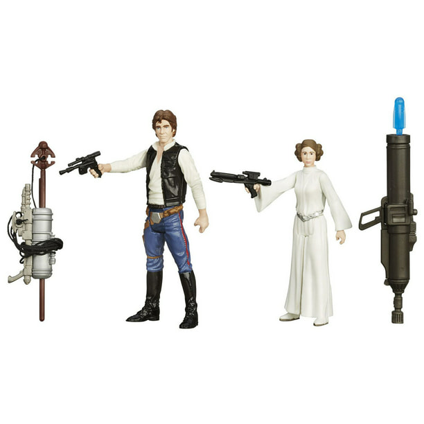 Star Wars Un nouvel espoir Ensemble de deux figurines Han Solo et princesse Leia en mission dans l’espace 3,75 po